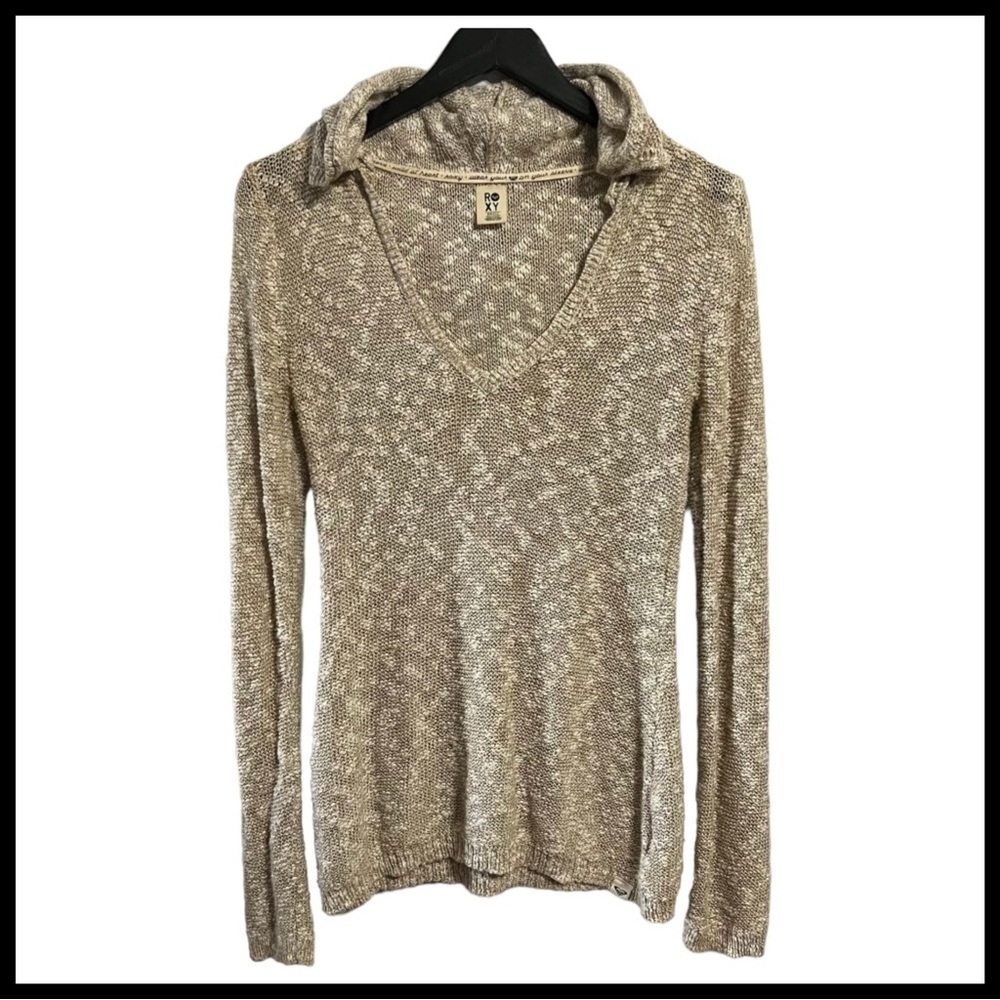 ROXY Hooded Knit V-Neck Sweater
